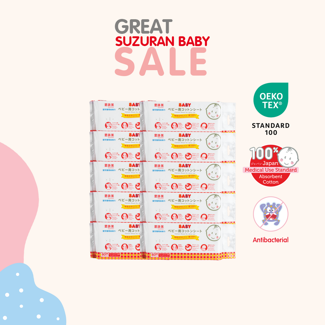 [Great Suzuran Sale] [10-pack Bundle] Antibacterial Cotton Sheet 80 Pcs (Multipurpose Dry Cotton tissue Wipes)
