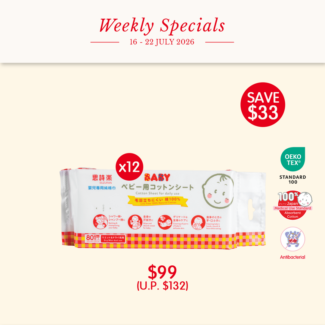 [Value Bundle] [12-pack Bundle] Antibacterial Cotton Sheet 80 Pcs (Multipurpose Dry Cotton tissue Wipes)