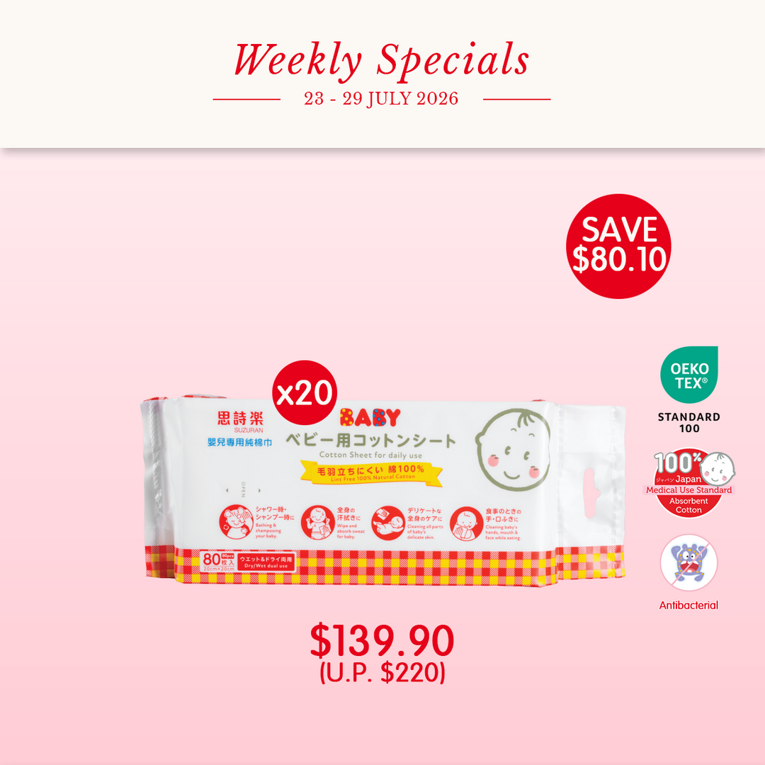 [Value Carton Sale] [20-pack Bundle] Antibacterial Cotton Sheet 80 Pcs (Multipurpose Dry Cotton tissue Wipes)