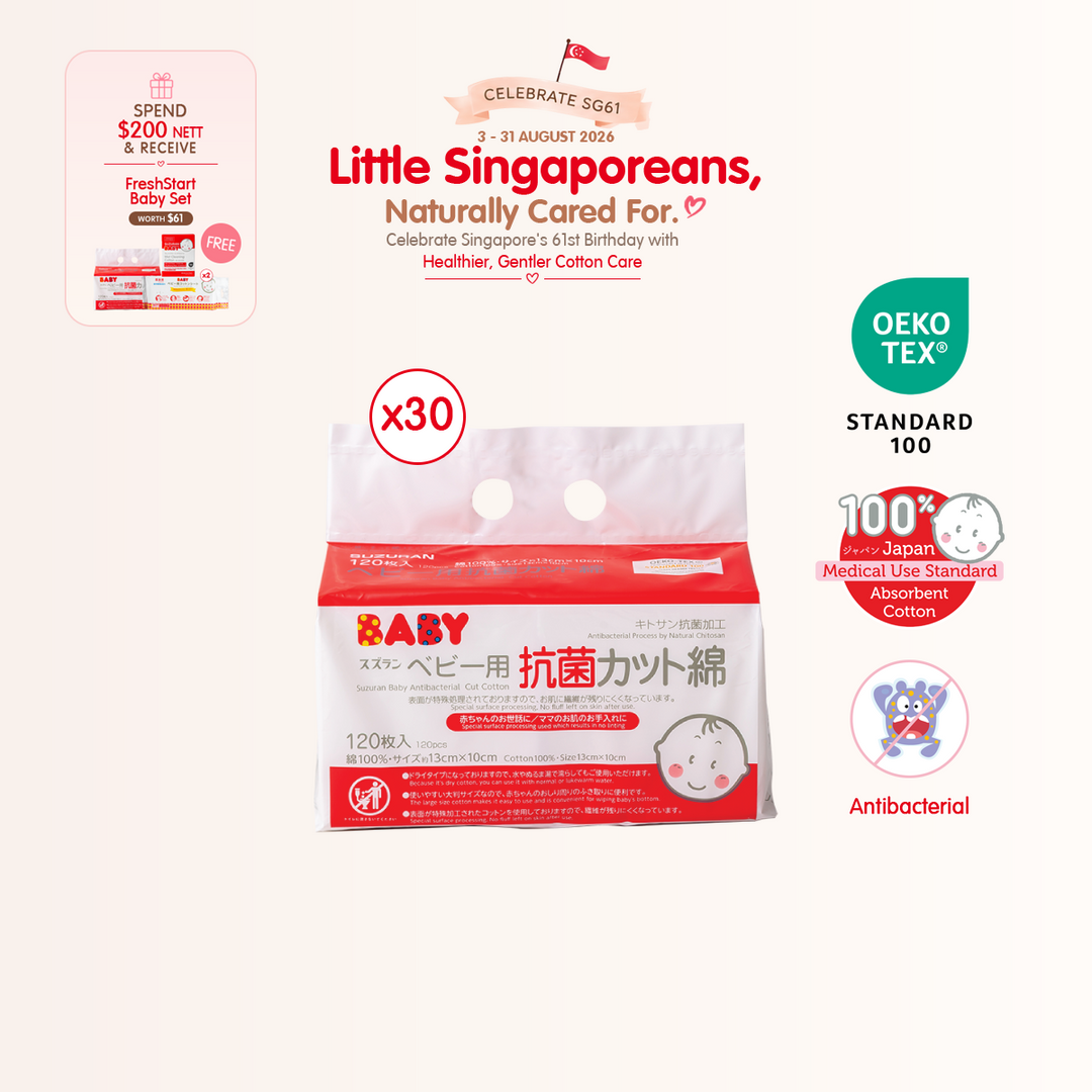 [National Day] [30-Pack Bundle] Antibacterial Cut Cotton 120pcs