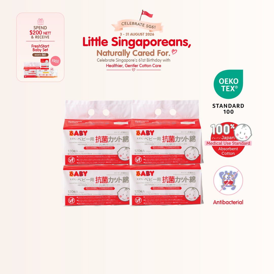 [National Day] [4-Pack Bundle] Antibacterial Cut Cotton 120pcs