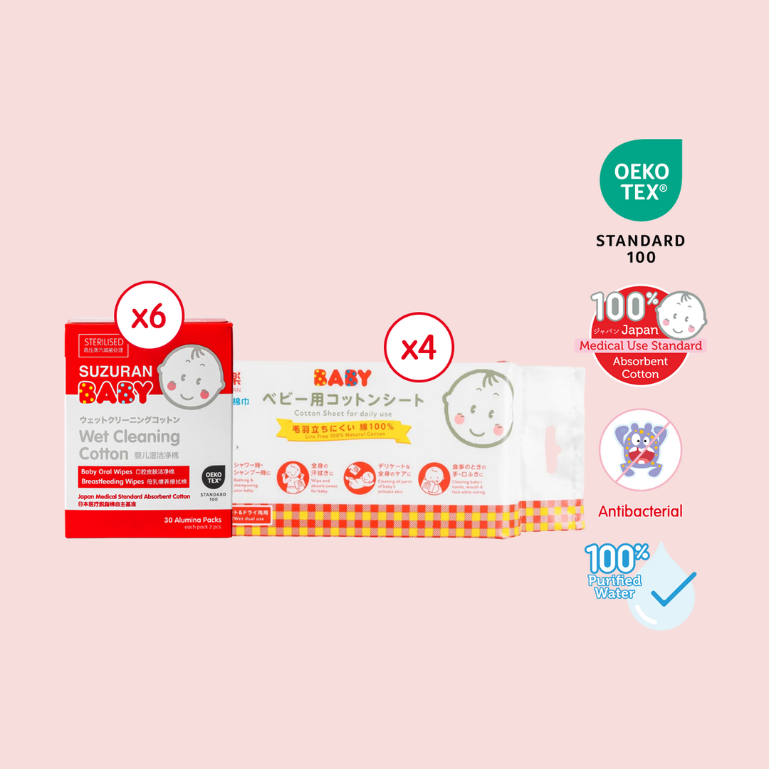 Everyday Cotton Care Bundle | Wet Cleaning Cotton 6-Pack + Antibacterial Cotton Sheet 4-Pack